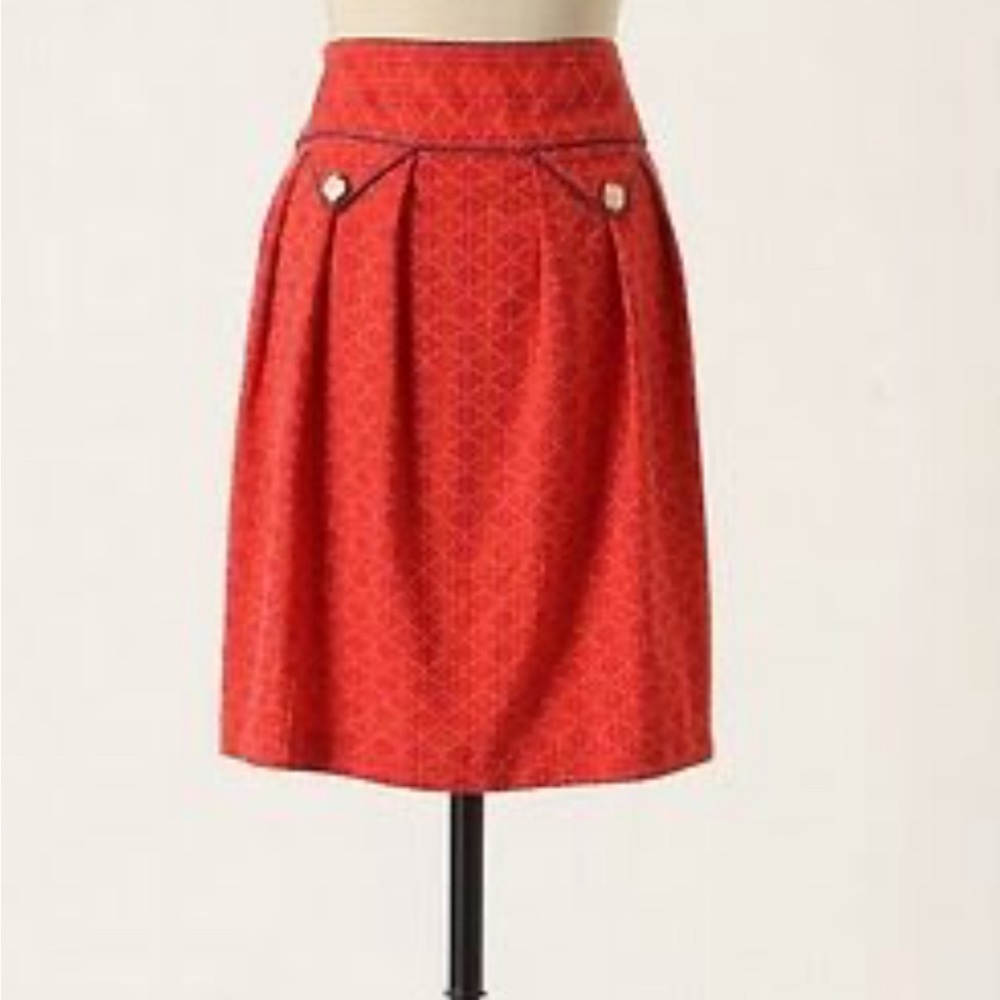 Anthropologie Red Geometric Skirt
